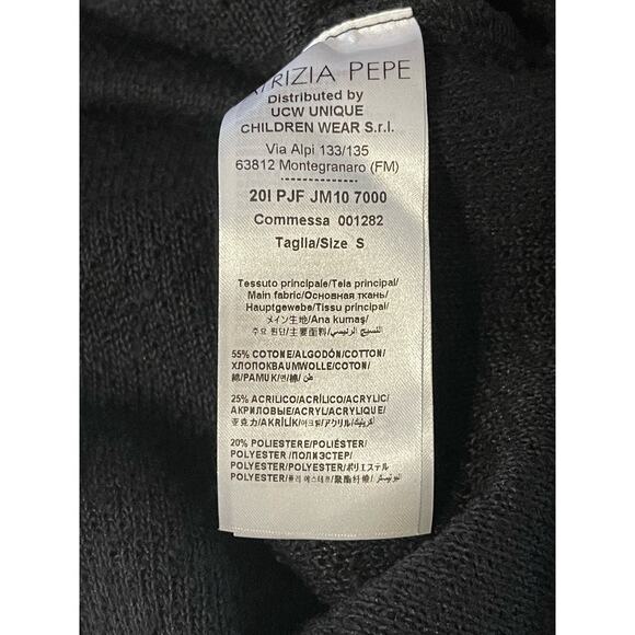Patrizia Pepe Girls Black Maglia Boucle Long Sleeve Crew Neck Sweater Size S NWT - Picture 7 of 7